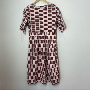 Ace & Jig Geometric Print Cotton Dress Brown/white size XXS